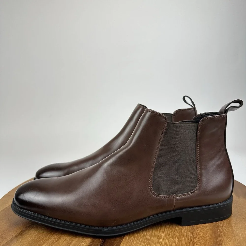New NWOB Mens Gordon Rush 301327 Brown Leather Chelsea Ankle Boots Size 11.5 M